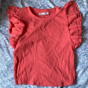 Zara Kids Pink Ruffle Sleeve Tee